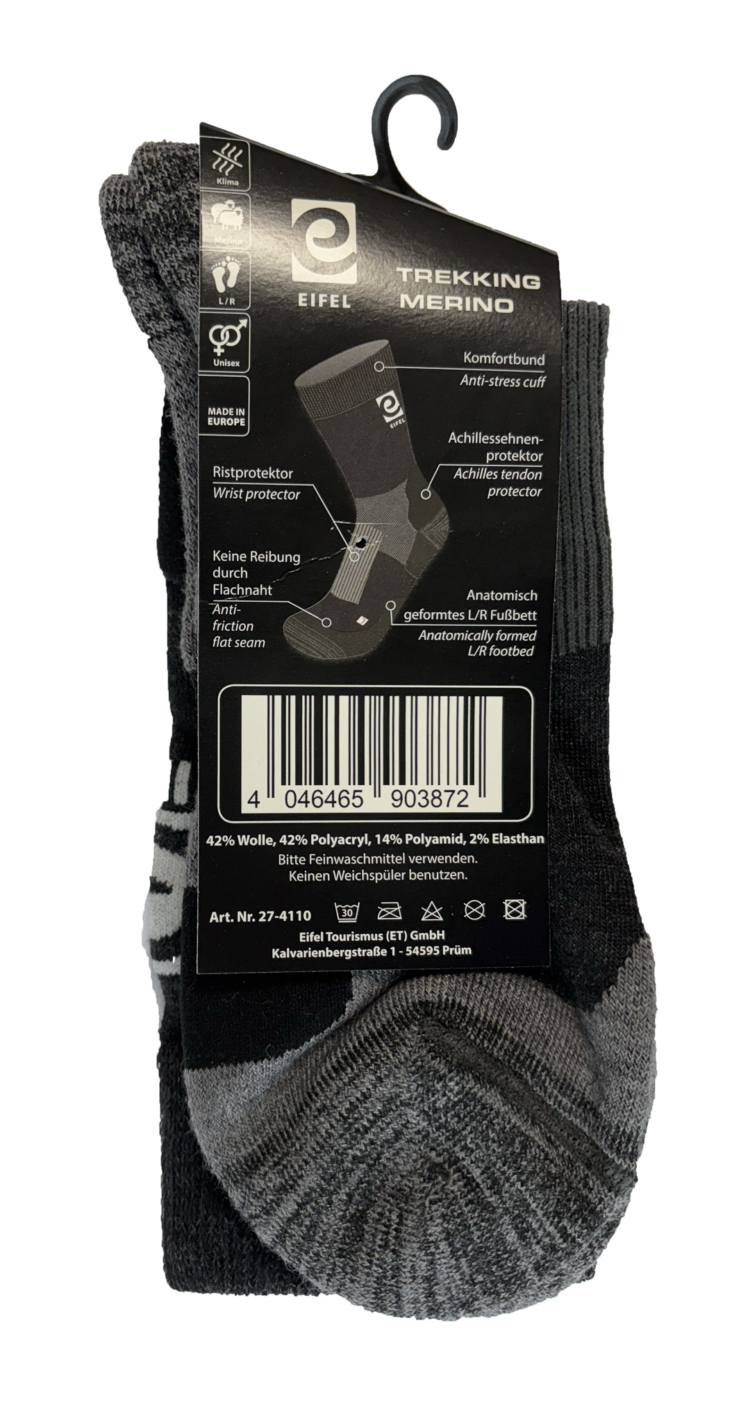 Wander- und Workoutsocken Verpackung hinten Wander- und Workoutsocken im Doppelpack zum Sonderpreis